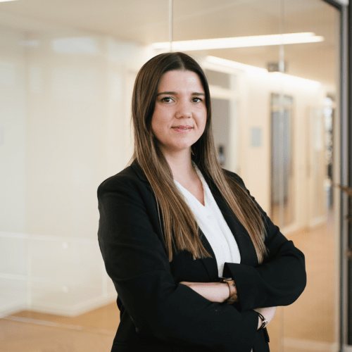 Tanja Gagel a woman in a suit with her arms crossed